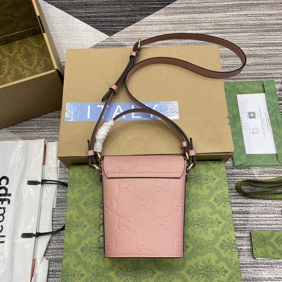 Gucci 772795 GG Super Mini Bucket Bag Light Pink