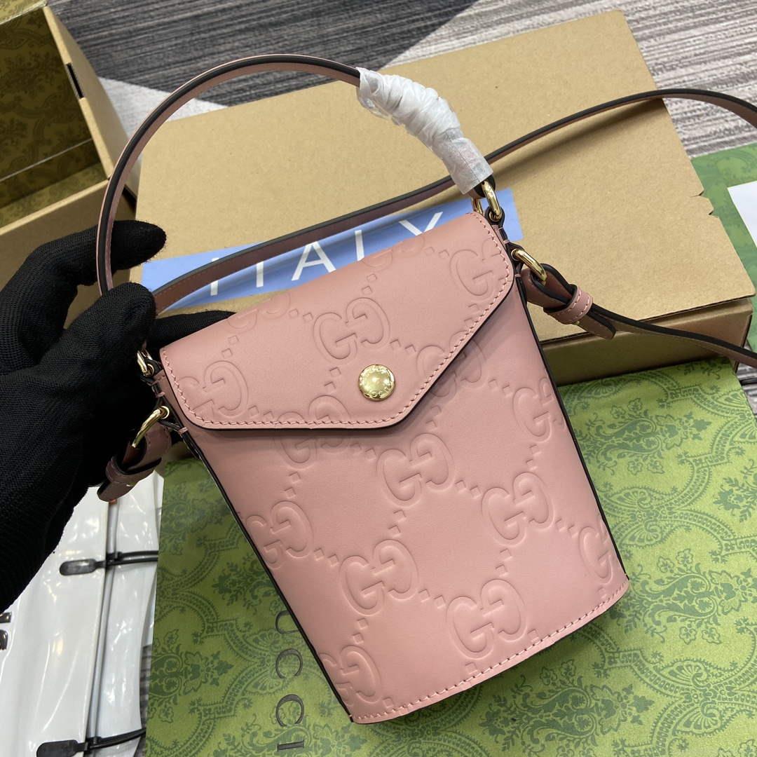 Gucci 772795 GG Super Mini Bucket Bag Light Pink