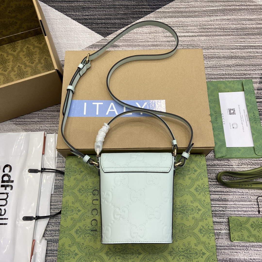 Gucci 772795 GG Super Mini Bucket Bag Pale Green