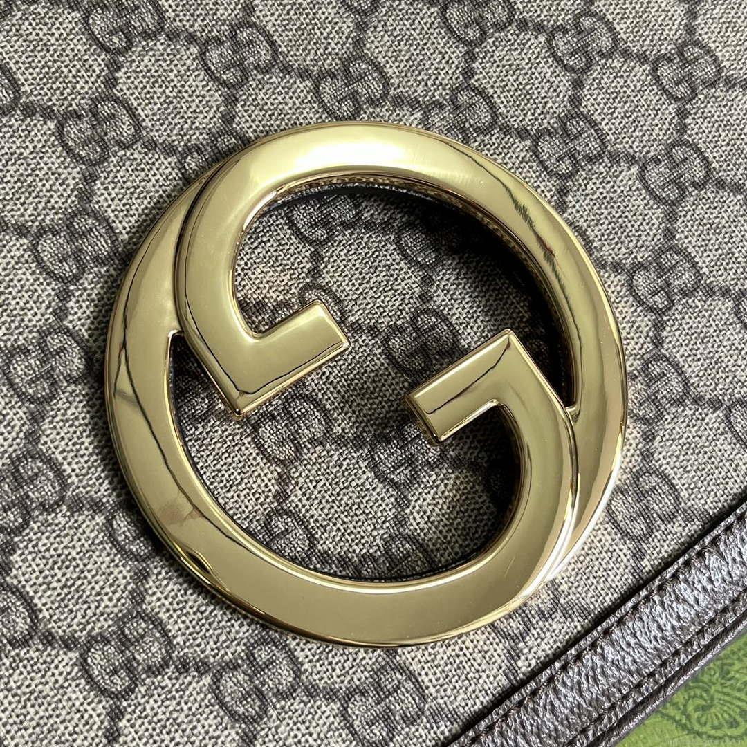 Gucci 721172 Blondie Medium top handle bag Beige and ebony GG Supreme canvas
