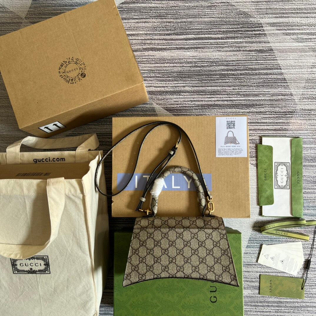 Gucci 681697 The Hacker Project Small Hourglass bag Beige and ebony