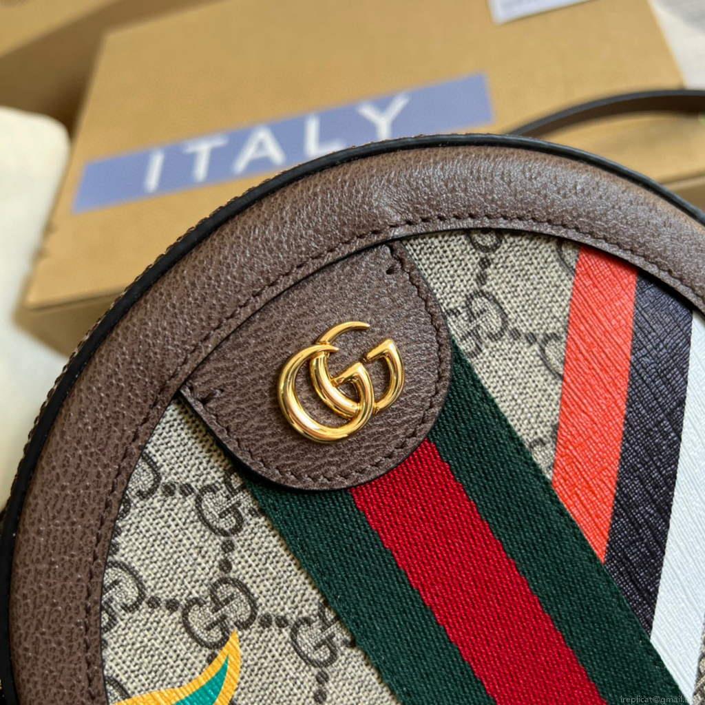 Gucci 574978 Round shoulder bag with Double G Beige Brown