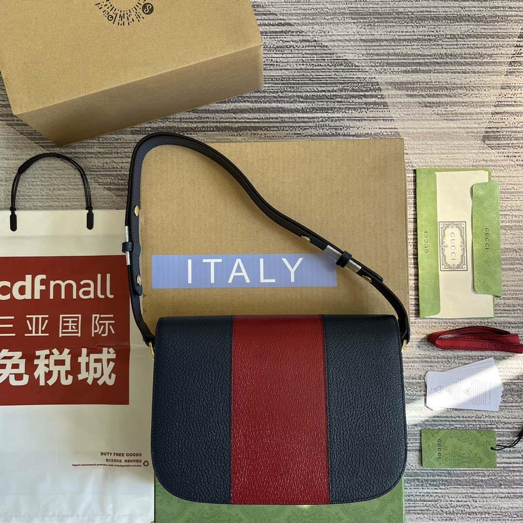 Gucci 602204 Adidas X Gucci Gucci Horsebit 1955 Small Bag Navy& White