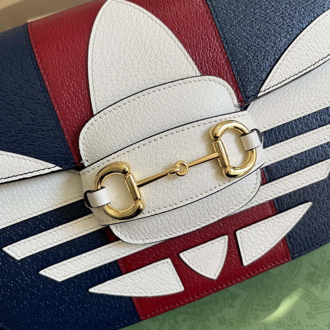 Gucci 602204 Adidas X Gucci Gucci Horsebit 1955 Small Bag Navy& White