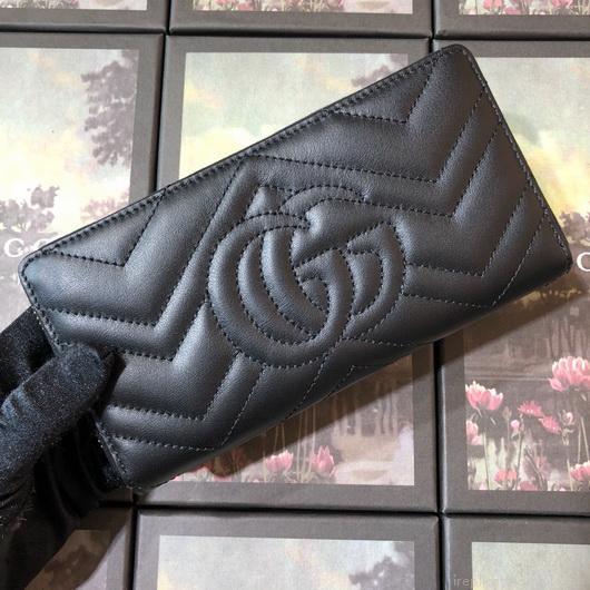 Gucci 443123 GG Marmont Zip Around Wallet Black