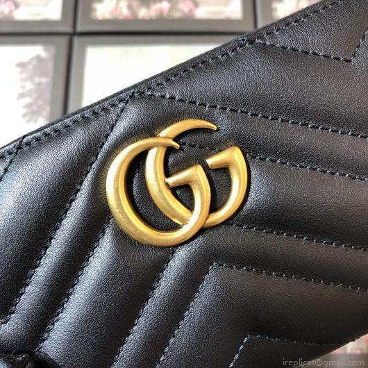 Gucci 443123 GG Marmont Zip Around Wallet Black