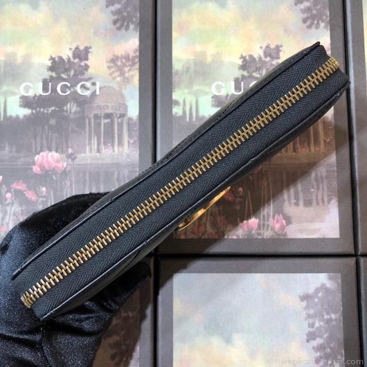 Gucci 443123 GG Marmont Zip Around Wallet Black