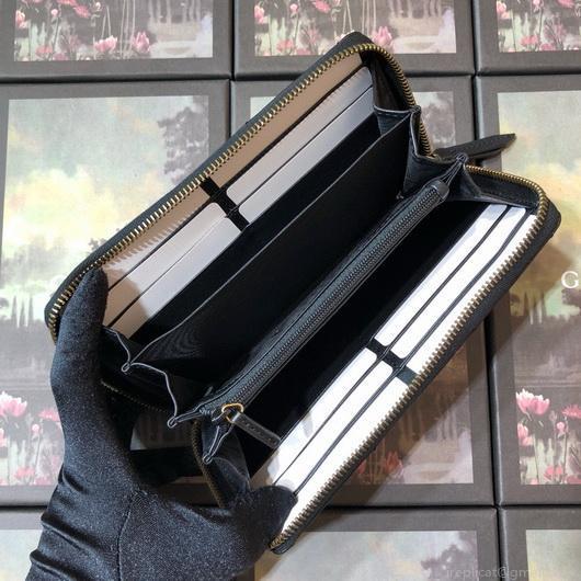Gucci 443123 GG Marmont Zip Around Wallet Black