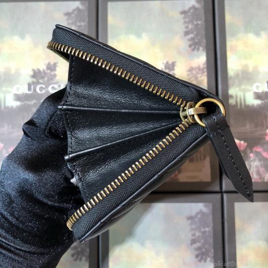 Gucci 443123 GG Marmont Zip Around Wallet Black