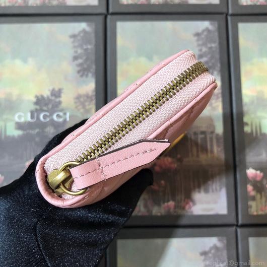 Gucci 443123 GG Marmont Zip Around Wallet Pink