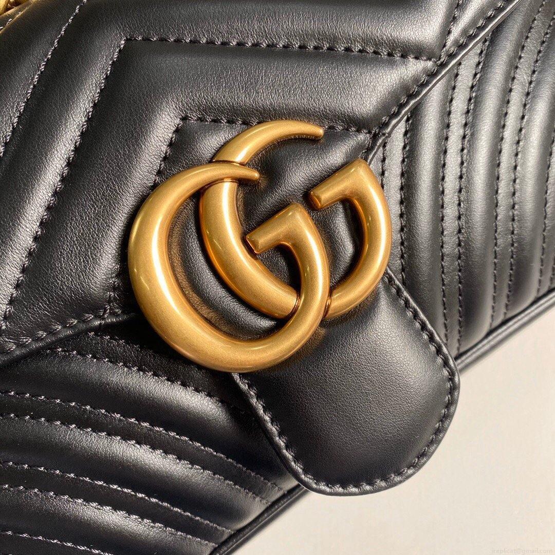 Gucci 443497 GG Marmont Matelassé Shoulder Bag Black