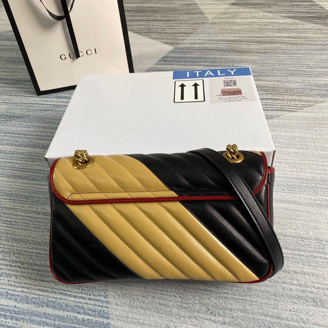 Gucci 443497 GG Marmont Matelassé Shoulder Bag Black Yellow