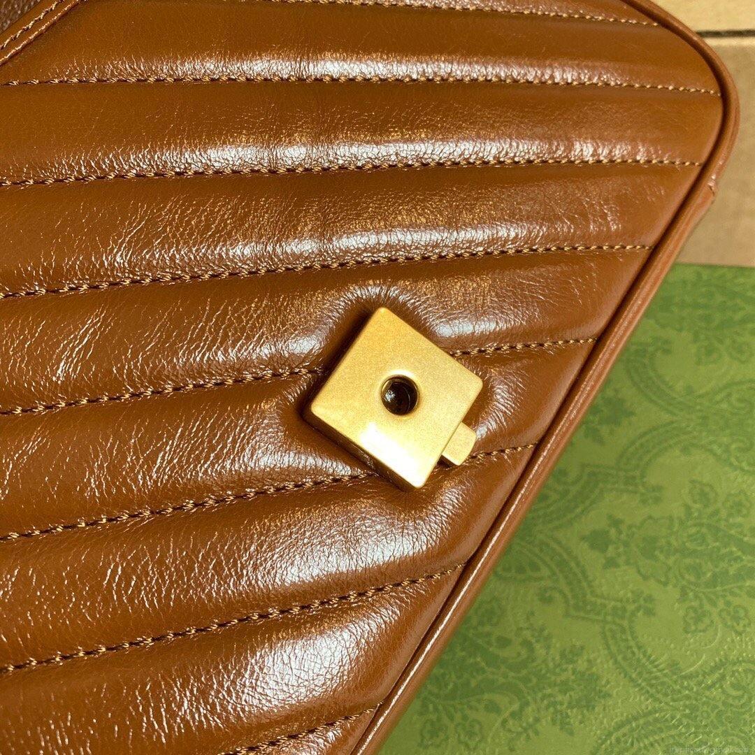 Gucci 443497 GG Marmont Matelassé shoulder Bag Brown