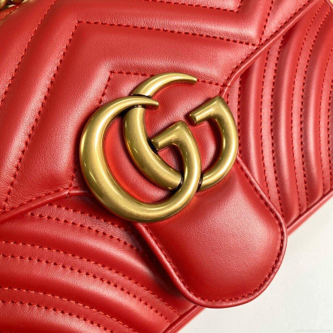 Gucci 443497 GG Marmont Matelassé Shoulder Bag Red