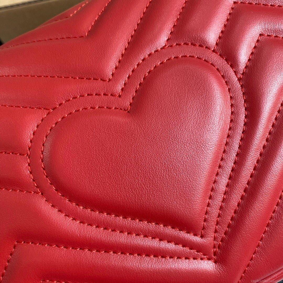 Gucci 443497 GG Marmont Matelassé Shoulder Bag Red