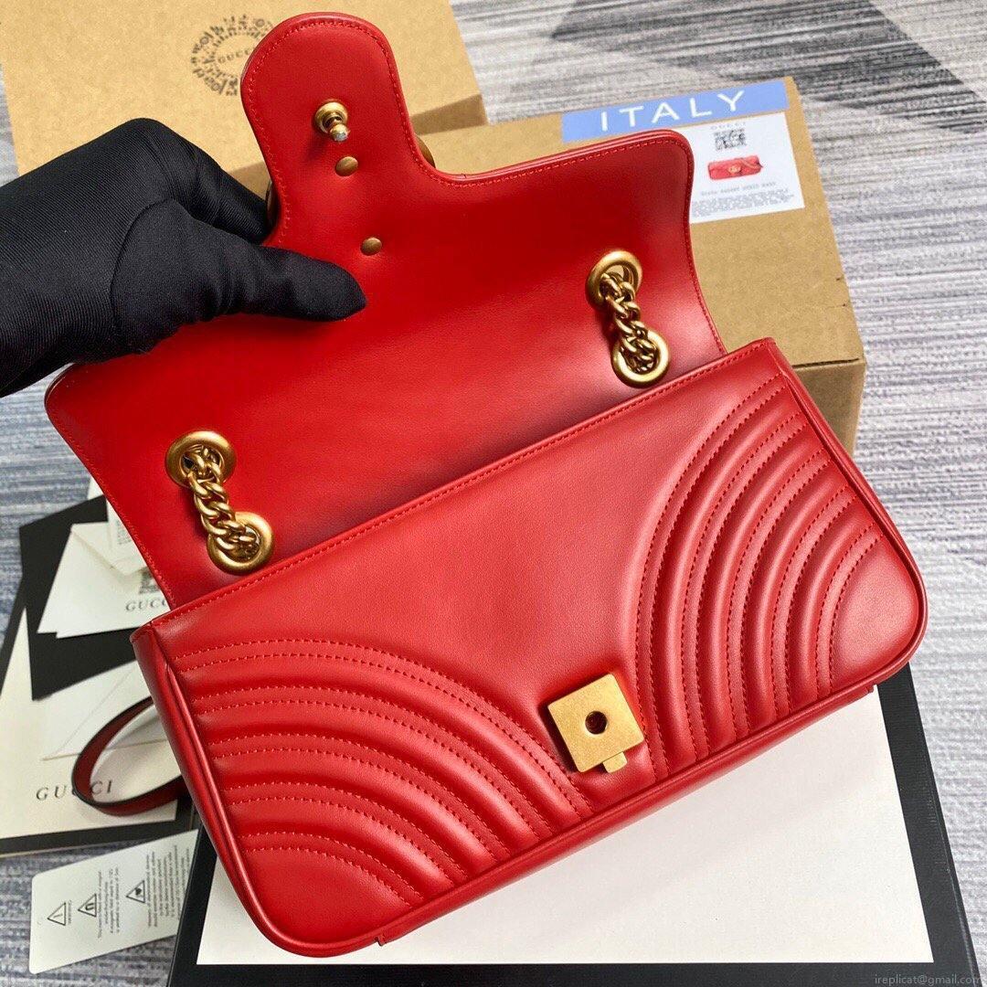 Gucci 443497 GG Marmont Matelassé Shoulder Bag Red