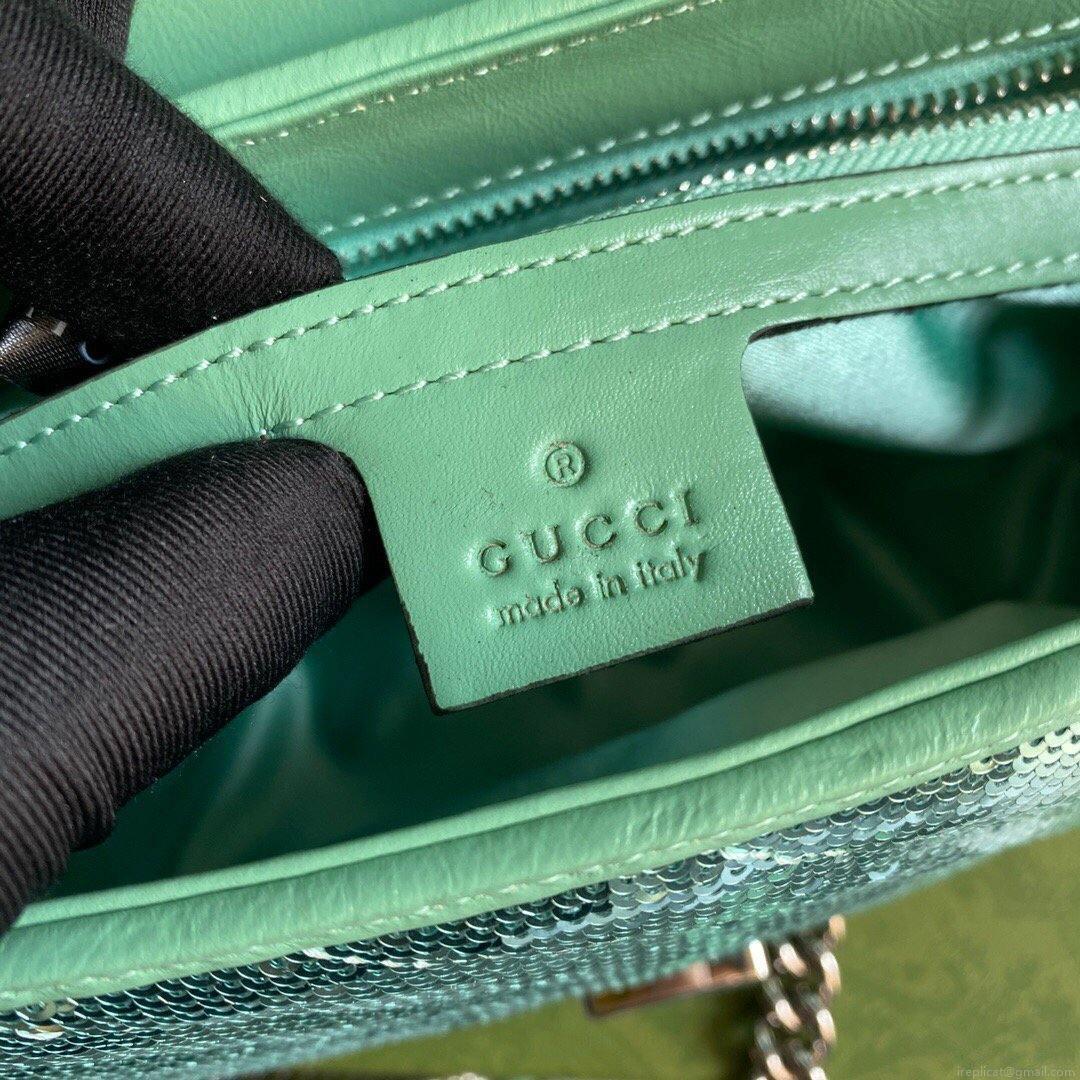 Gucci 443497 GG Marmont Matelassé shoulder Sequin Bag Green