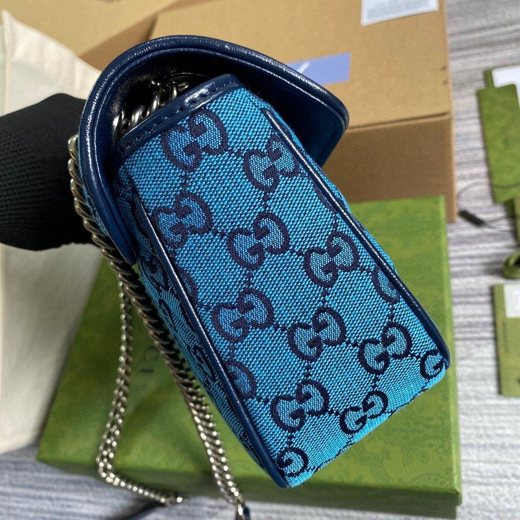 Gucci 443497 GG Marmont Multicolour Small Shoulder Bag Blue