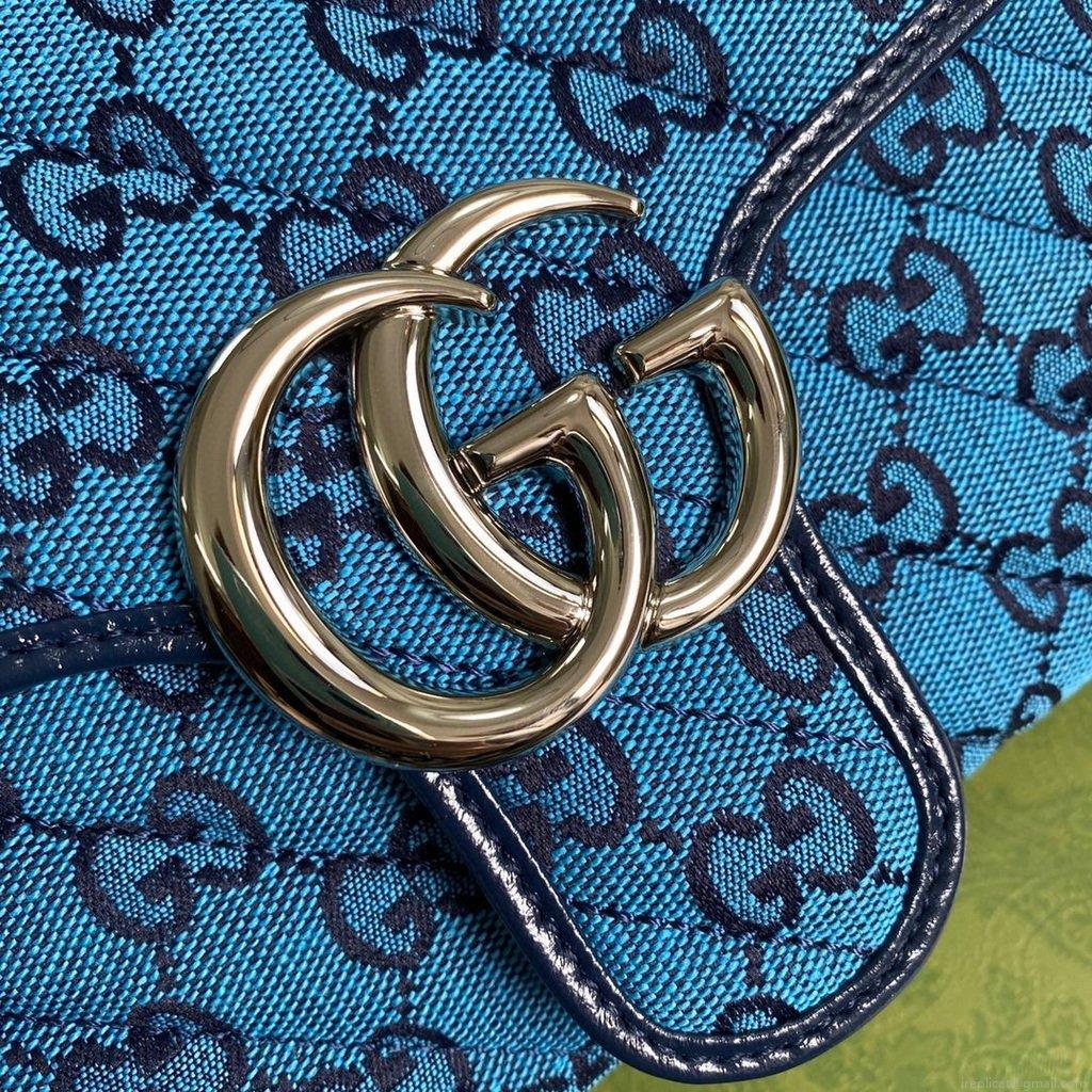 Gucci 443497 GG Marmont Multicolour Small Shoulder Bag Blue