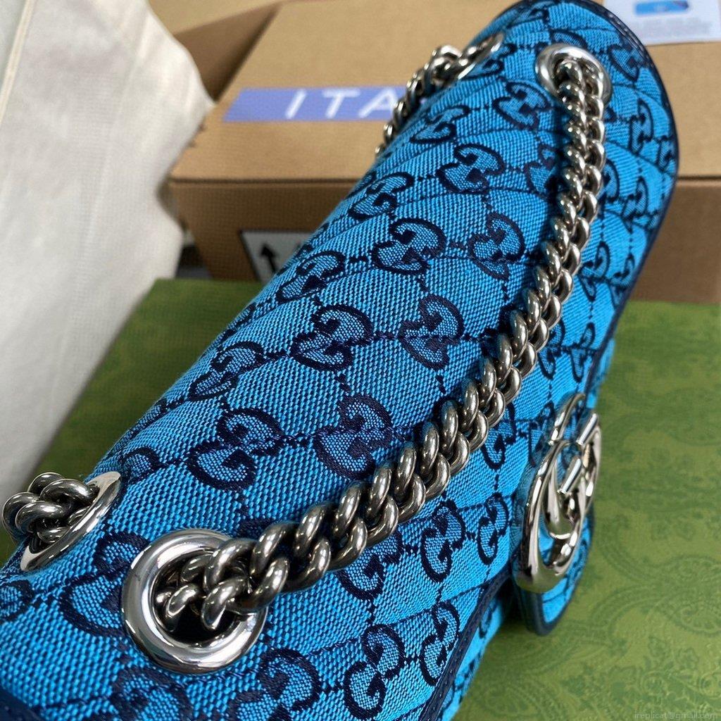 Gucci 443497 GG Marmont Multicolour Small Shoulder Bag Blue