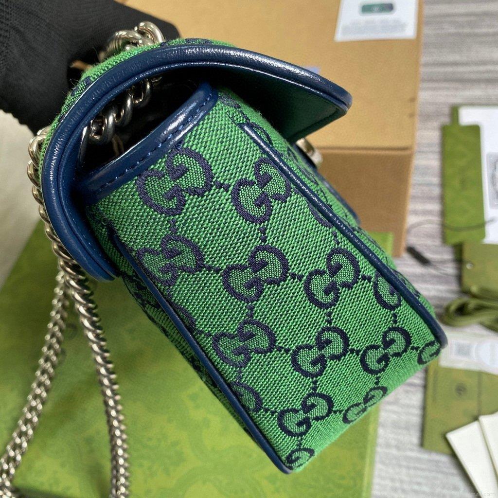 Gucci 443497 GG Marmont Multicolour Small Shoulder Bag Green