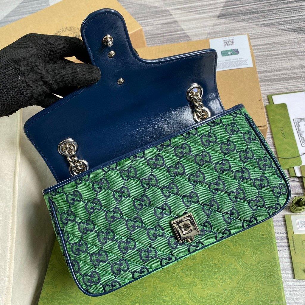 Gucci 443497 GG Marmont Multicolour Small Shoulder Bag Green