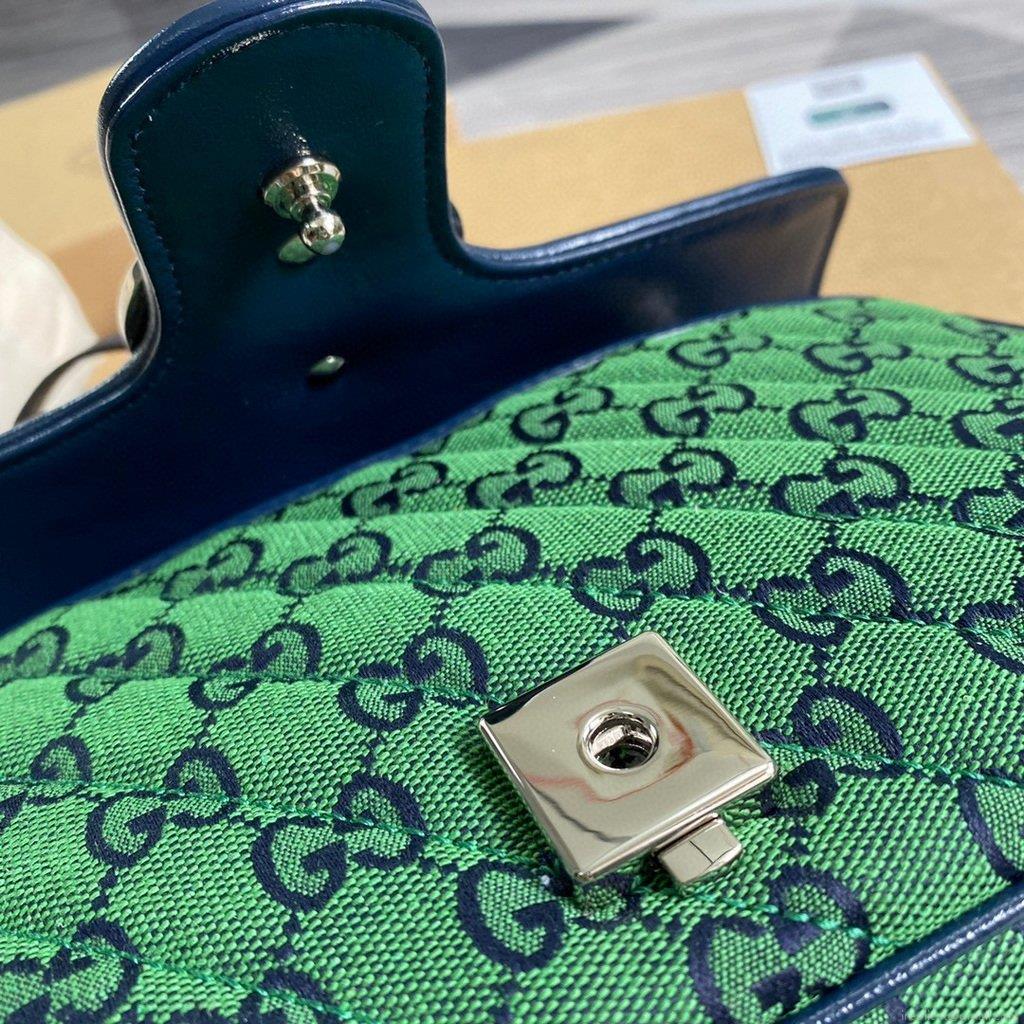 Gucci 443497 GG Marmont Multicolour Small Shoulder Bag Green