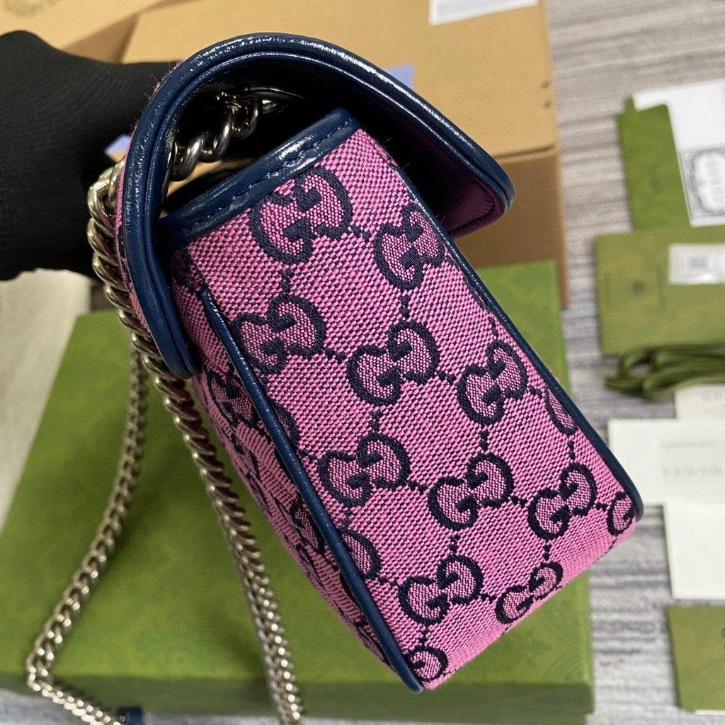 Gucci 443497 GG Marmont Multicolour Small Shoulder Bag Purple