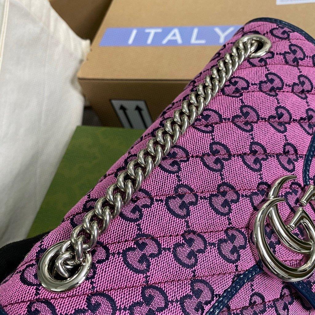 Gucci 443497 GG Marmont Multicolour Small Shoulder Bag Purple