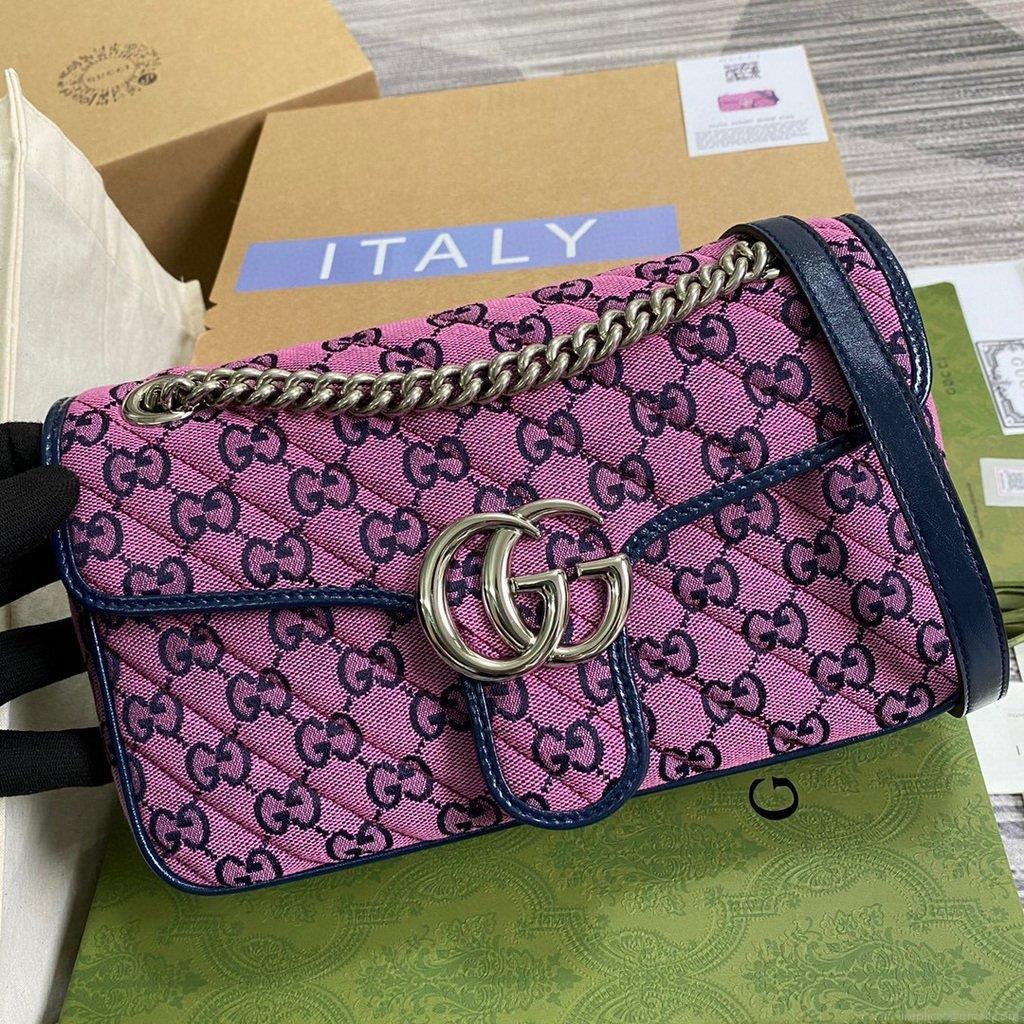 Gucci 443497 GG Marmont Multicolour Small Shoulder Bag Purple