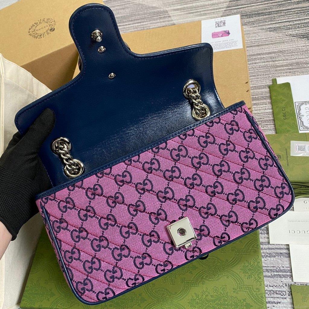 Gucci 443497 GG Marmont Multicolour Small Shoulder Bag Purple