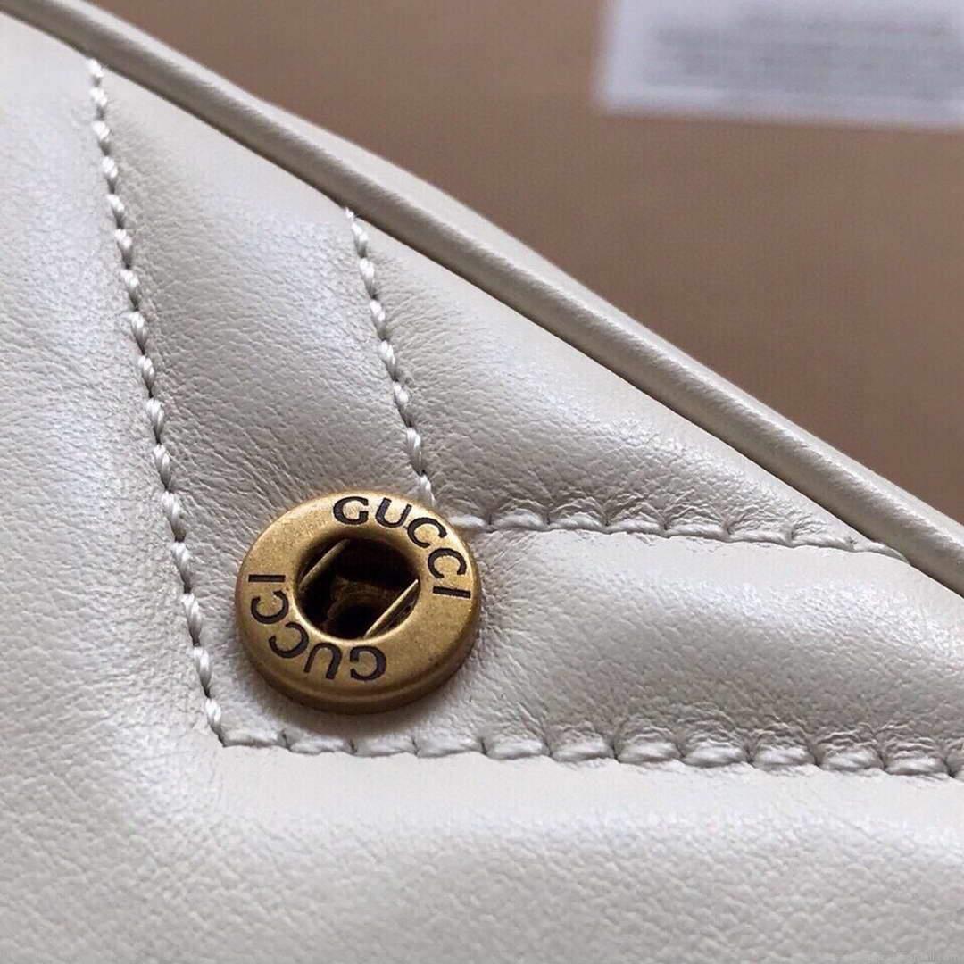 Gucci 476433 GG Marmont Matelassé Leather Super Mini Bag White