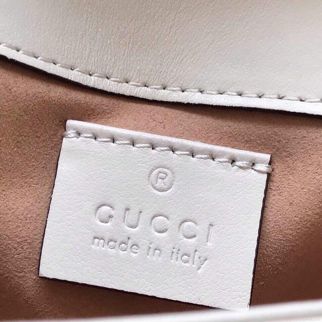 Gucci 476433 GG Marmont Matelassé Leather Super Mini Bag White