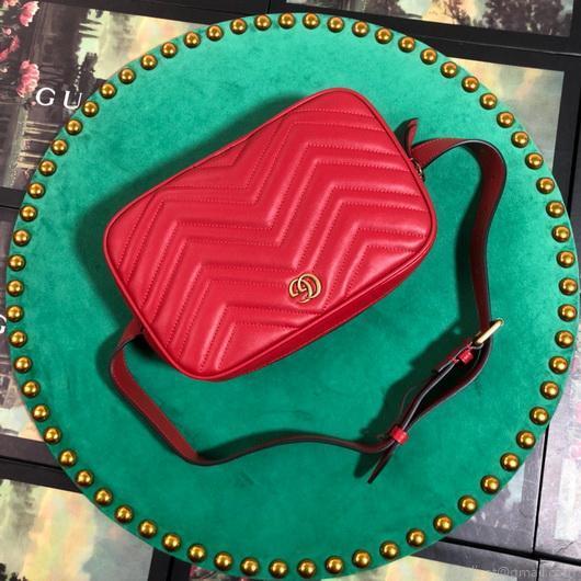 Gucci 523380 GG Marmont Matelassé Belt Bag 448065 Red