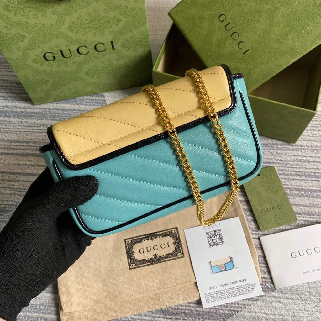 Gucci GG Marmont mini bag 574969 Blue and Apricot