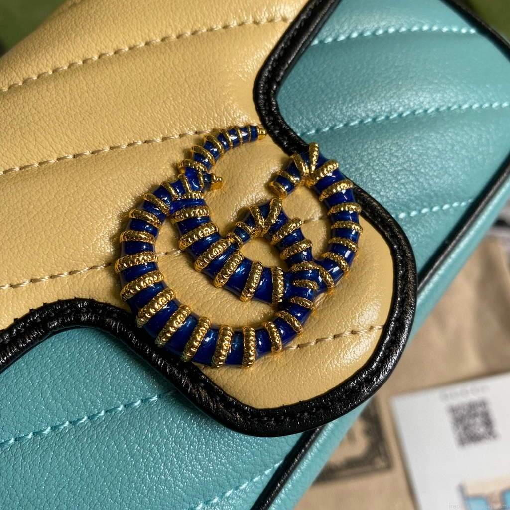 Gucci GG Marmont mini bag 574969 Blue and Apricot