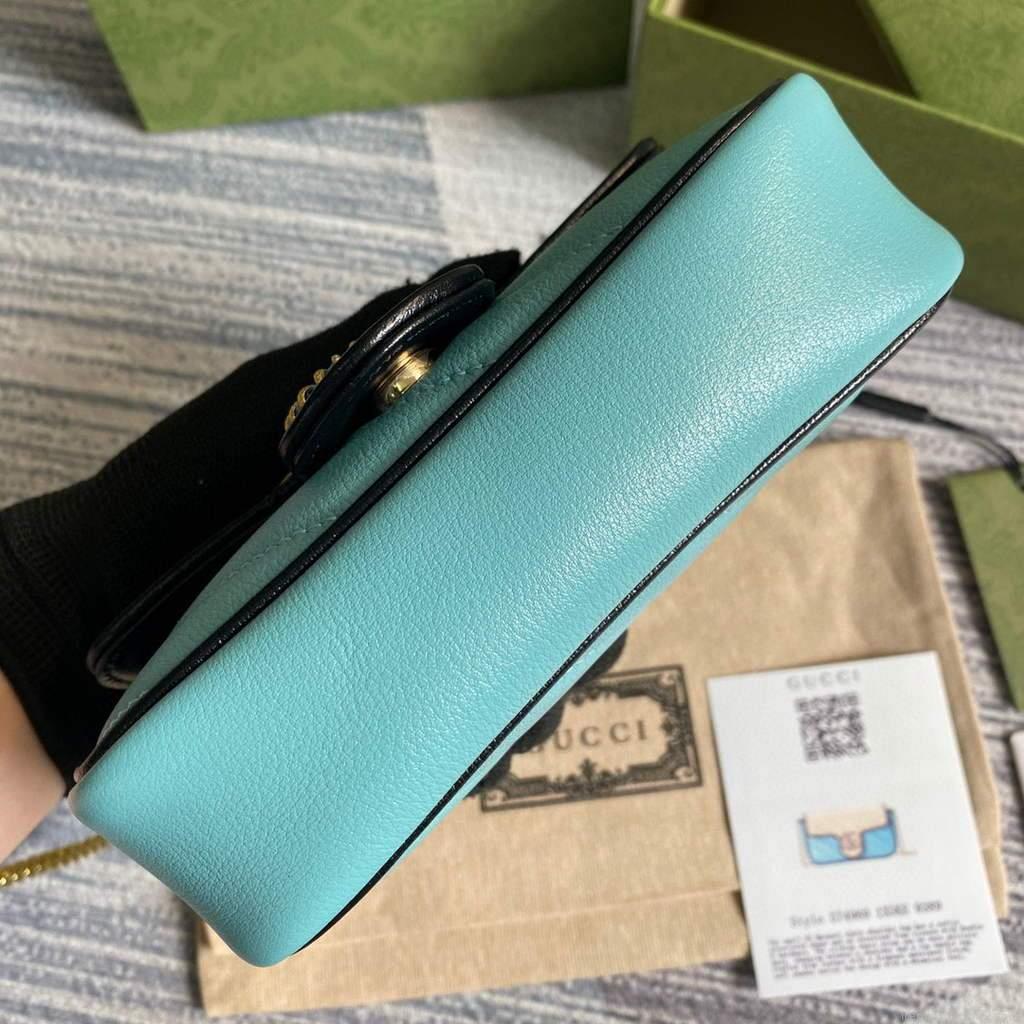 Gucci GG Marmont mini bag 574969 Blue and Apricot