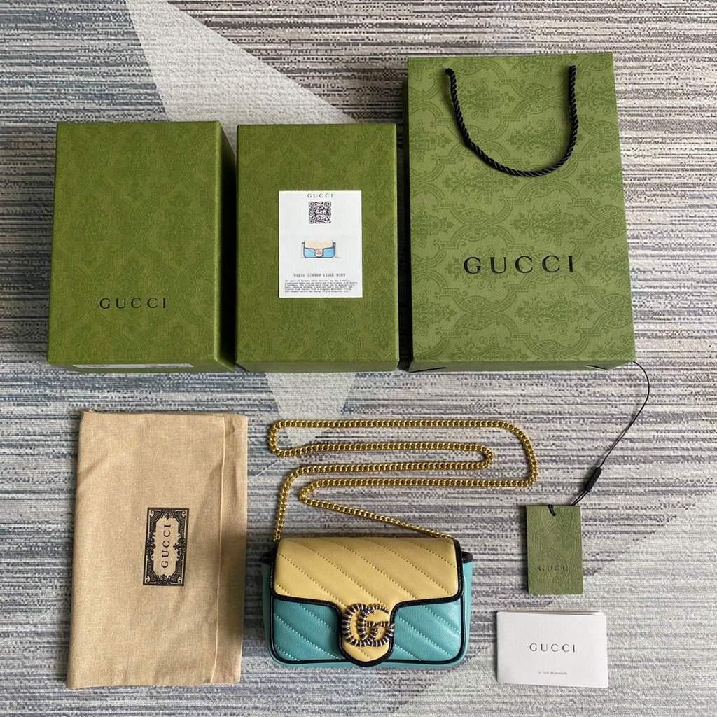 Gucci GG Marmont mini bag 574969 Blue and Apricot
