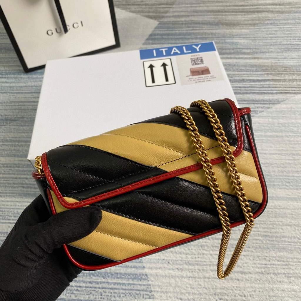 Gucci Online Exclusive GG Marmont mini bag Gucci 574969 Black and Apricot