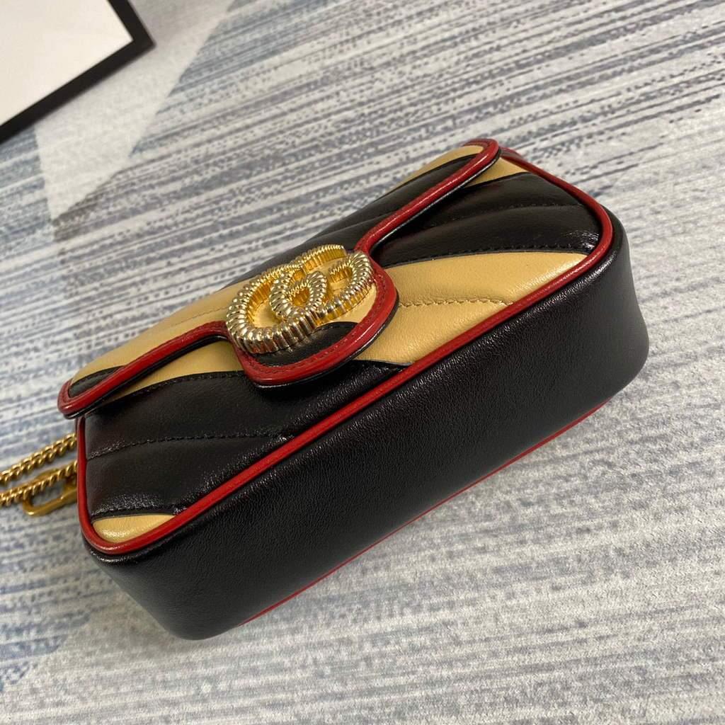 Gucci Online Exclusive GG Marmont mini bag Gucci 574969 Black and Apricot