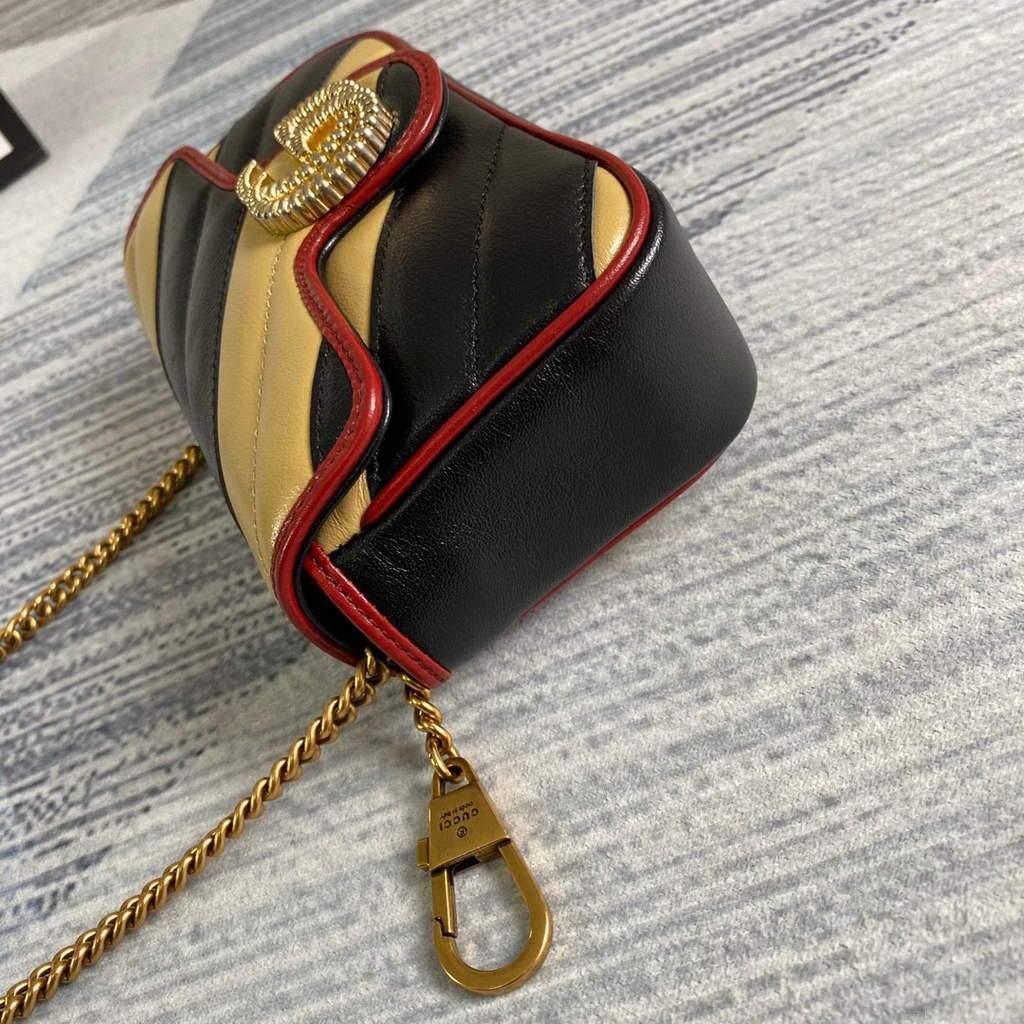 Gucci Online Exclusive GG Marmont mini bag Gucci 574969 Black and Apricot