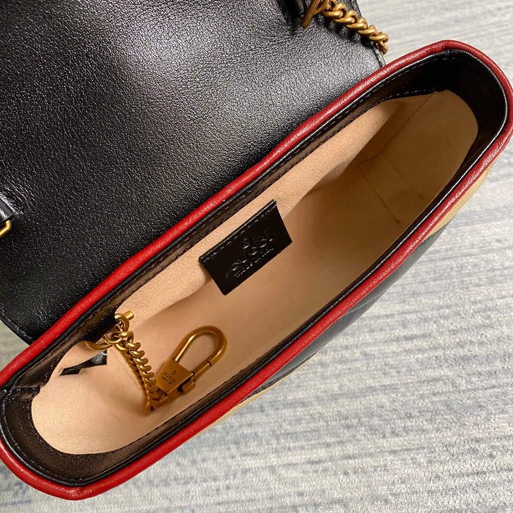 Gucci Online Exclusive GG Marmont mini bag Gucci 574969 Black and Apricot