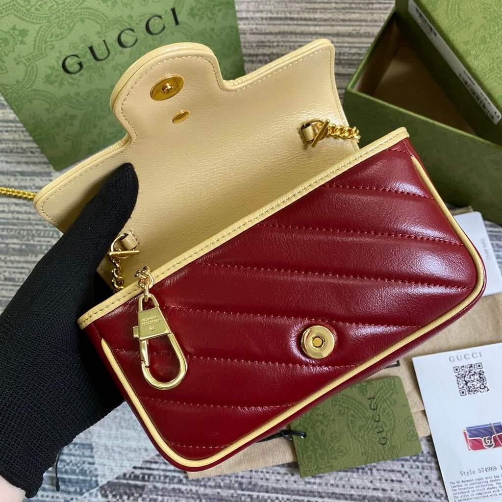 Gucci Online Exclusive GG Marmont mini bag Gucci 574969 Navy and Wine Red