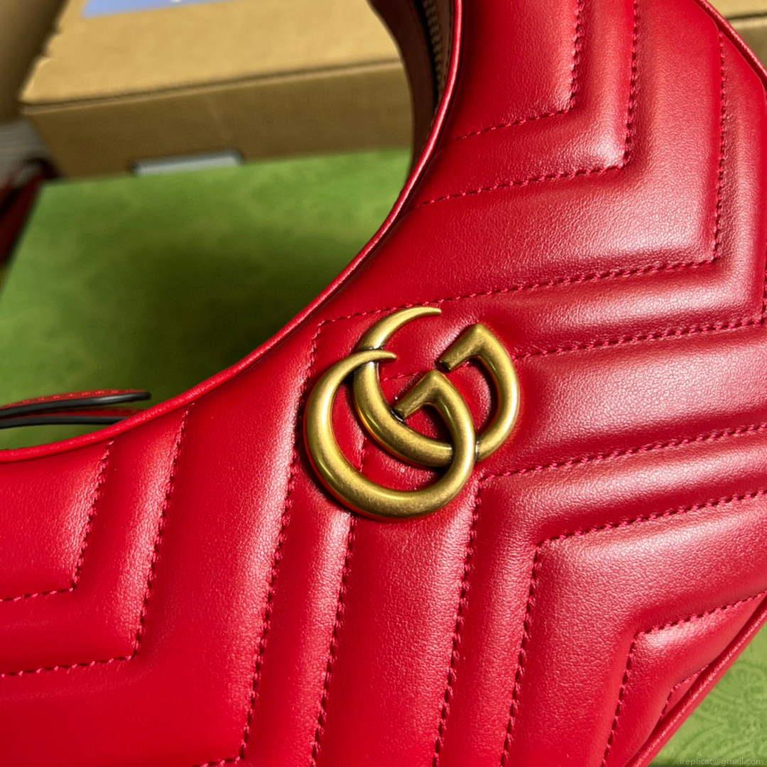 Gucci 699514 GG Marmont half-moon-shaped mini bag Red