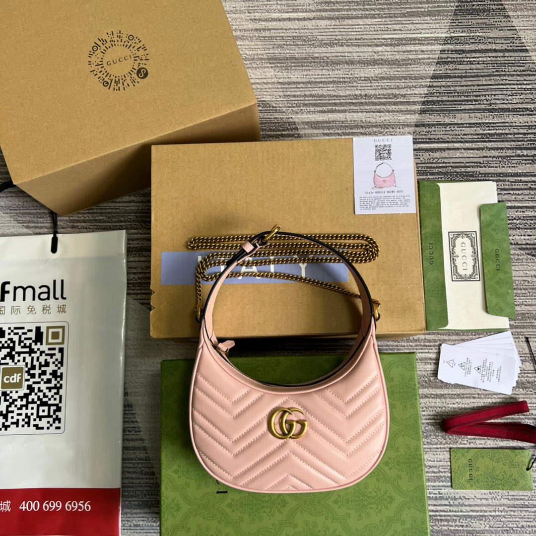 Gucci 699514 GG Marmont half-moon-shaped mini bag Pink