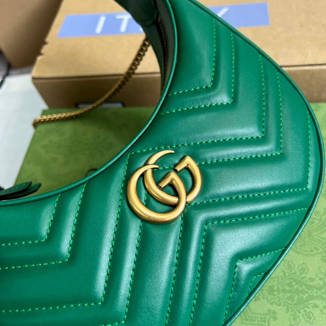 Gucci 699514 GG Marmont half-moon-shaped mini bag Green