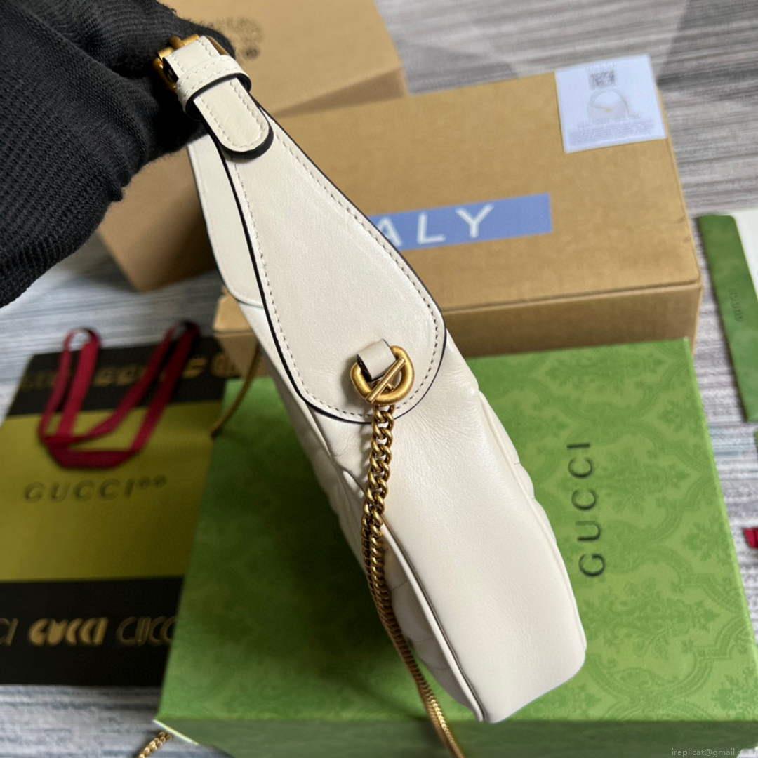 Gucci 699514 GG Marmont half-moon-shaped mini bag White