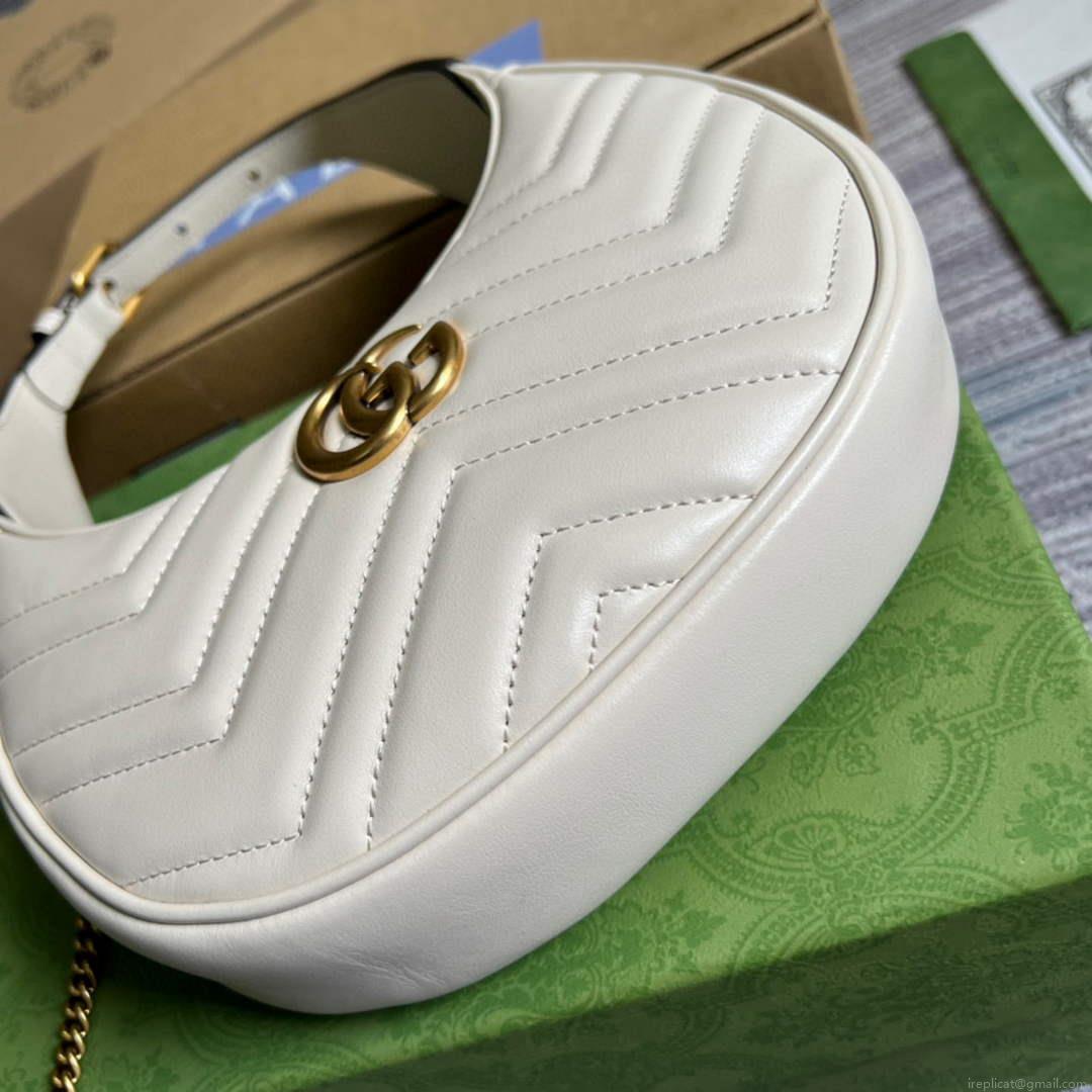 Gucci 699514 GG Marmont half-moon-shaped mini bag White