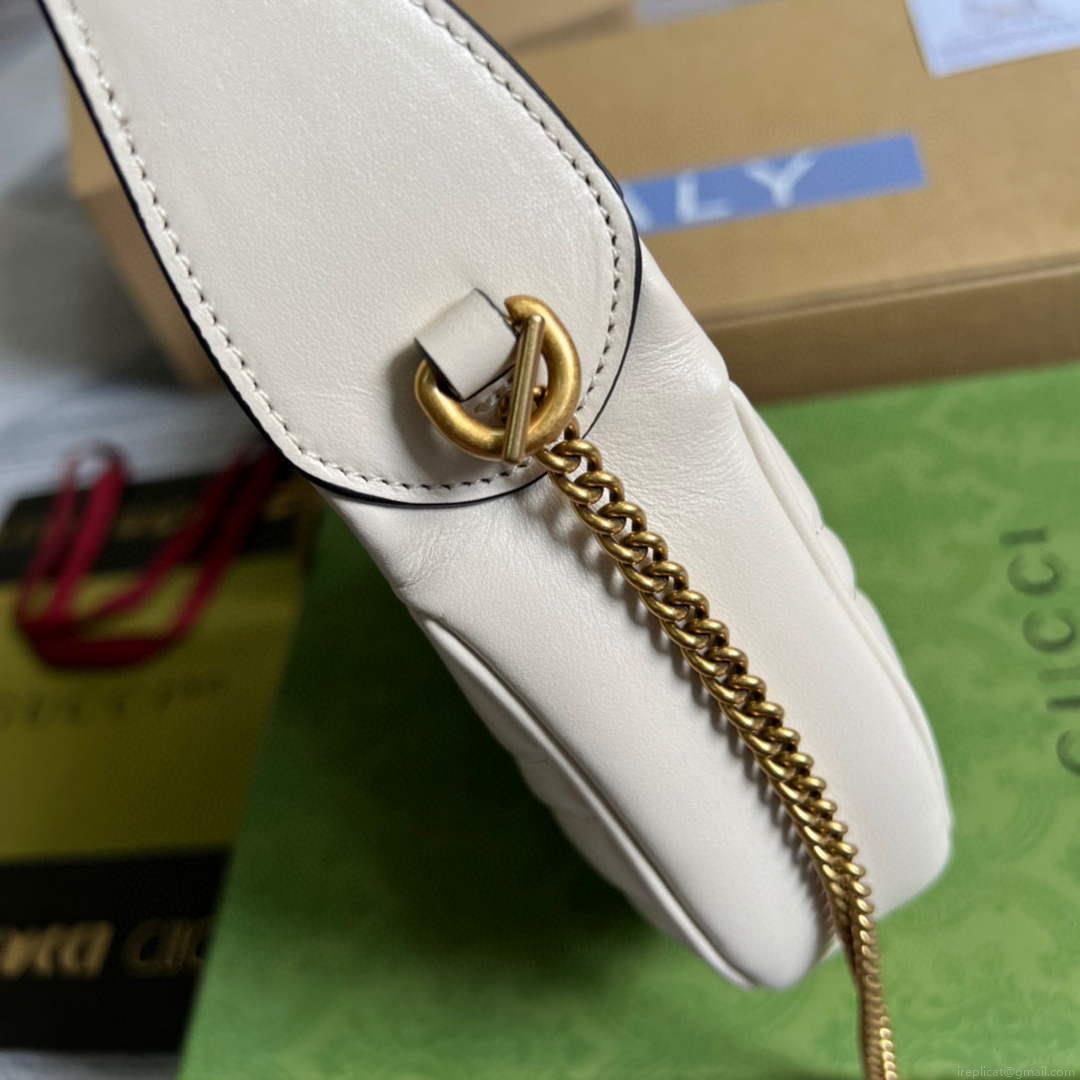 Gucci 699514 GG Marmont half-moon-shaped mini bag White