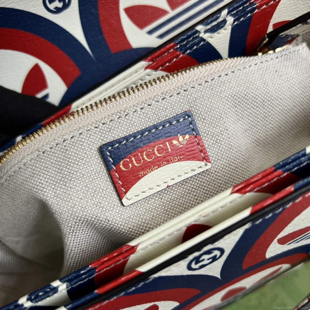 Gucci adidas x Gucci Horsebit 1955 shoulder bag 602204 blue and red leather